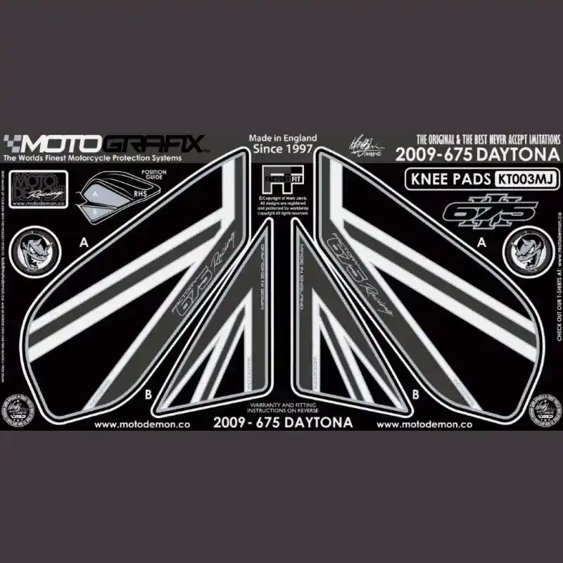 Kracherpreis Motografix Tankschutz Knie Pads passend für Triumph Daytona 675 2009