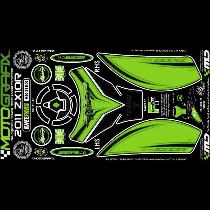 Motografix Tankschutz Knie Pads passend für Kawasaki ZX10R 2011-2015 Markenware