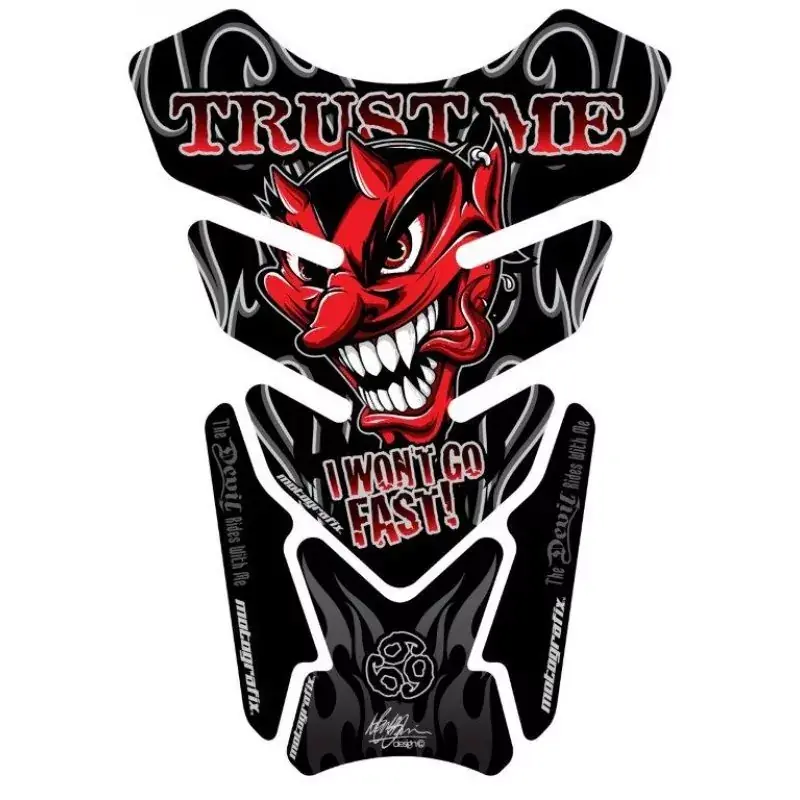 Motografix Trust Me I Wont Go Fast Black / Red 3D Gel Tank Pad Protector Meistverkauft