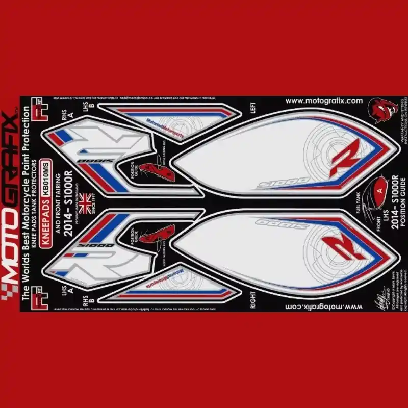 Motografix Front- & Tankschutz Knie Pads passend für BMW S 1000 R 2014-2016 Gratis Versand