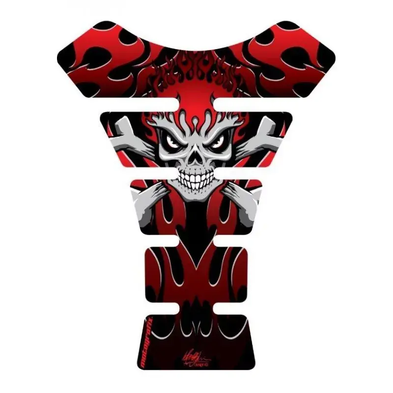 Motografix Flaming Skull Red 3D Gel Tank Pad Protector ST063R Preiswert