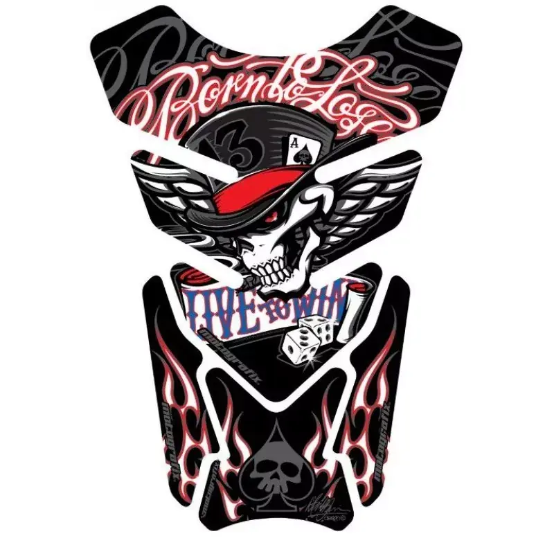 Motografix Born To Lose, Live To Win Skull Black 3D Gel Tank Pad Protector Super-Preis