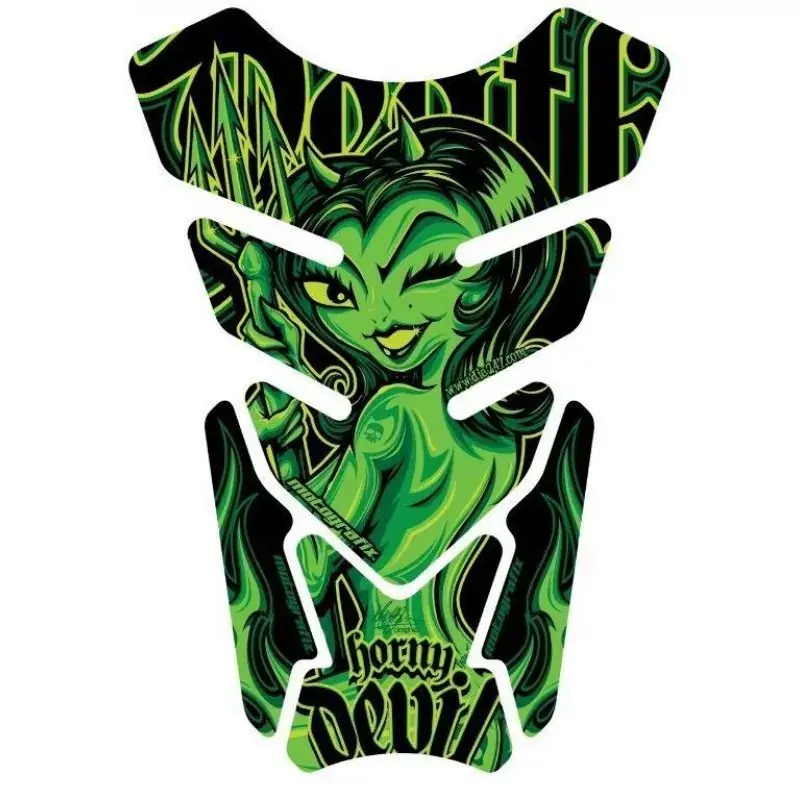 Begrenztes Angebot Motografix Horny Devil Green 3D Gel Tank Pad Protector ST074G