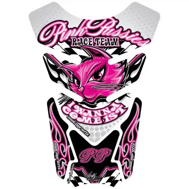 Mega-Angebot Motografix Pink Pussies I Wanna Come First 3D Gel Tankpad Protector Weiß / Pink