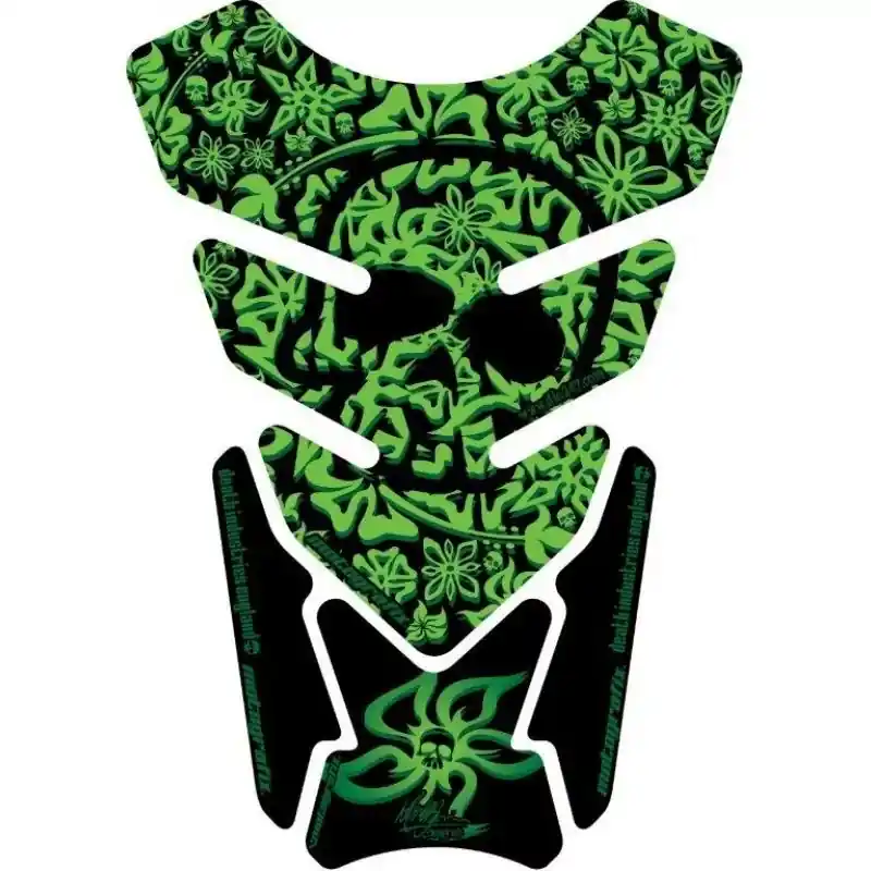 Motografix Hawaiian Aloha Skull Design Green 3D Gel Tankpad Protector Schneller Versand