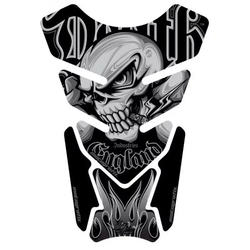 Motografix Death Skull Silber/Schwarz 3D Gel Tankpad Protector Sonderaktion