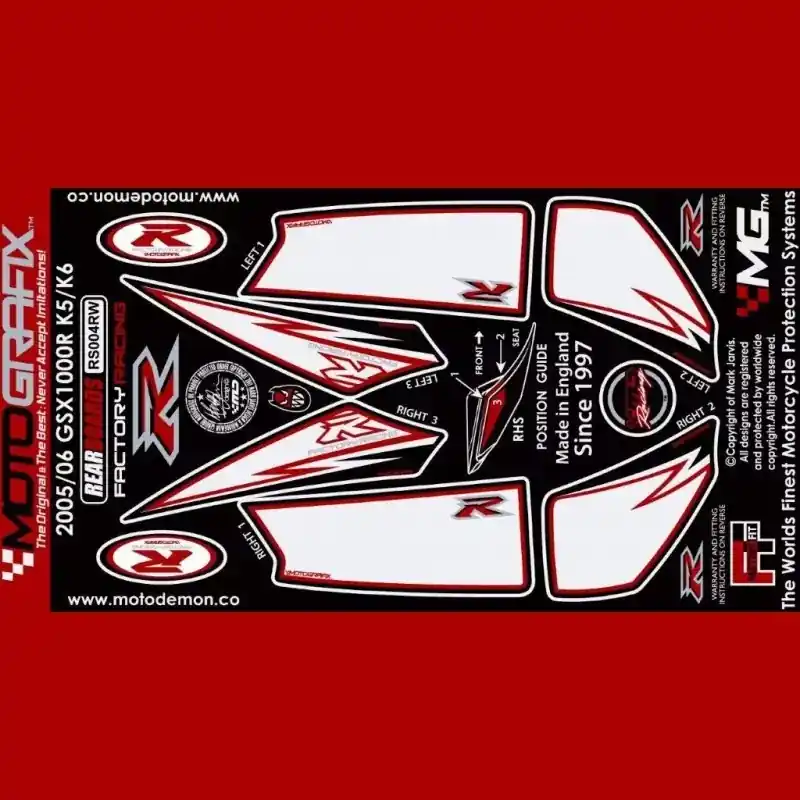 Motografix Steinschlagschutz hinten passend für Suzuki GSX-R 1000 2005-2006 Kostenloser Rückversand