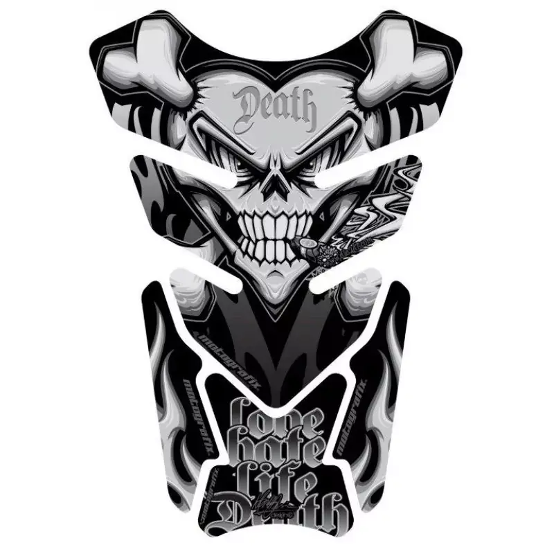 Motografix Smoking Sacred Heart Skull Silber/Schwarz 3D Gel Tankpad Direktkauf