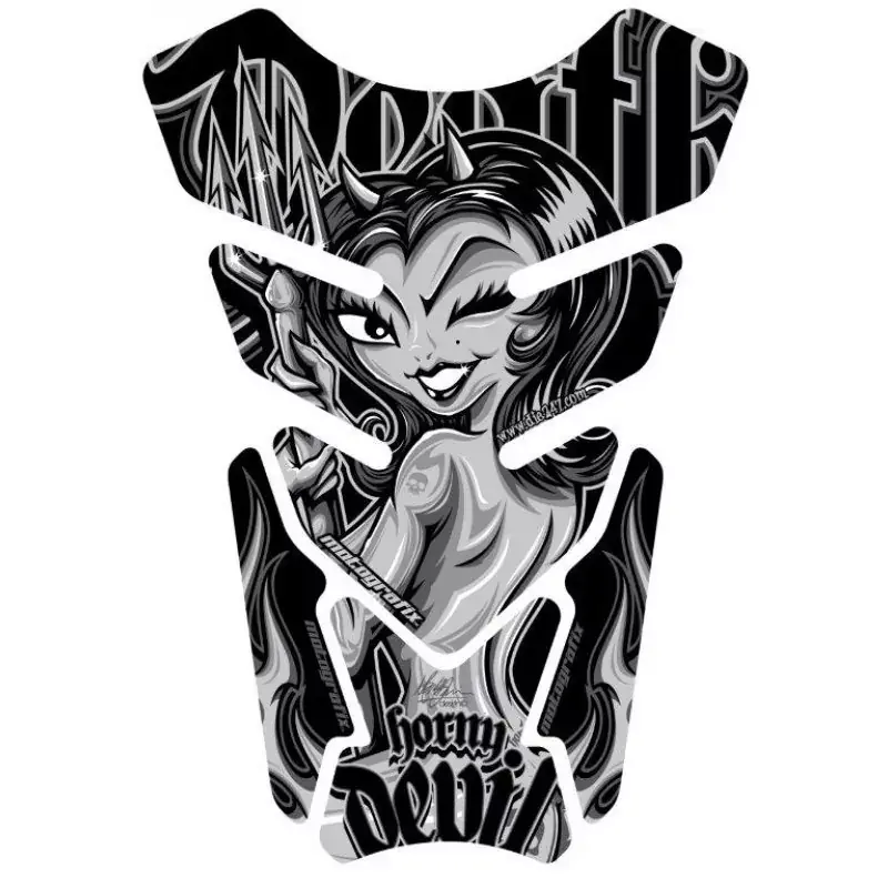 Motografix Horny Devil Silver / Black 3D Gel Tank Pad Protector Bestseller