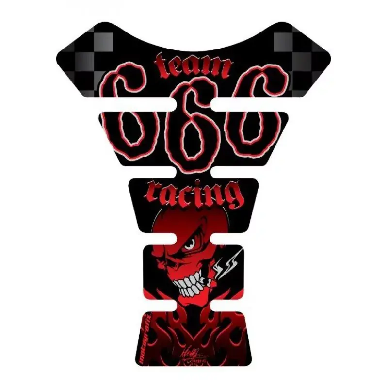 Motografix Team 666 Racing Red/Black 3D Gel Tank Pad Protector ST062 Echt