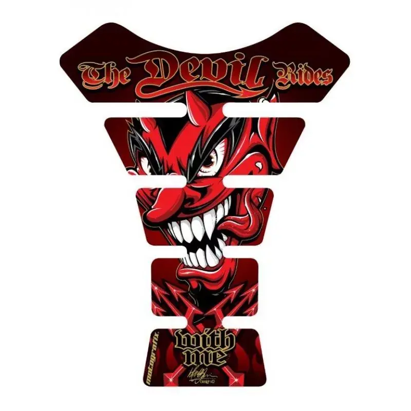 Motografix The Devil Rides With Me Red 3D Gel Tank Pad Protector Top-Seller