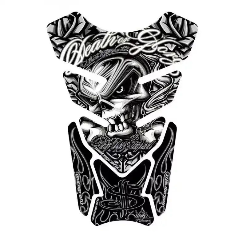Motografix Death or Glory - Pay Up Stupid Silver / Black 3D Gel Tankpad Protector Abverkauf